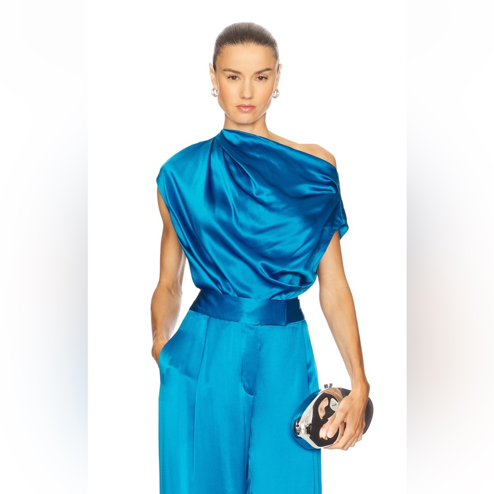 The Sei Royal Blue 100% Silk Draped Top and Trousers💙 - Picture 2 of 13